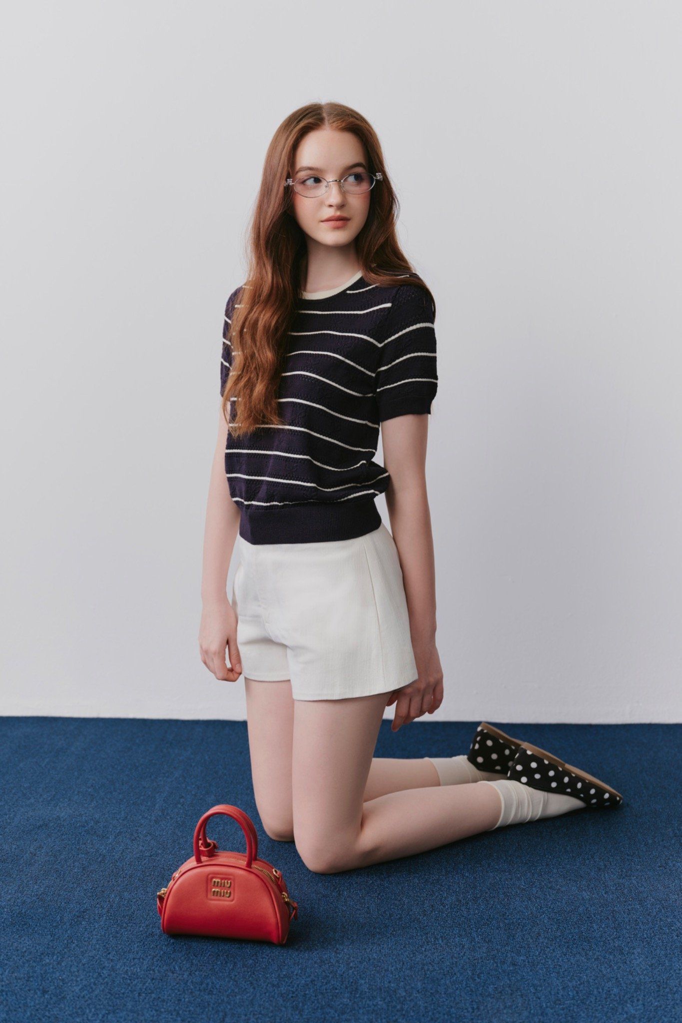 Áo Breeta Knit Top in Navy
