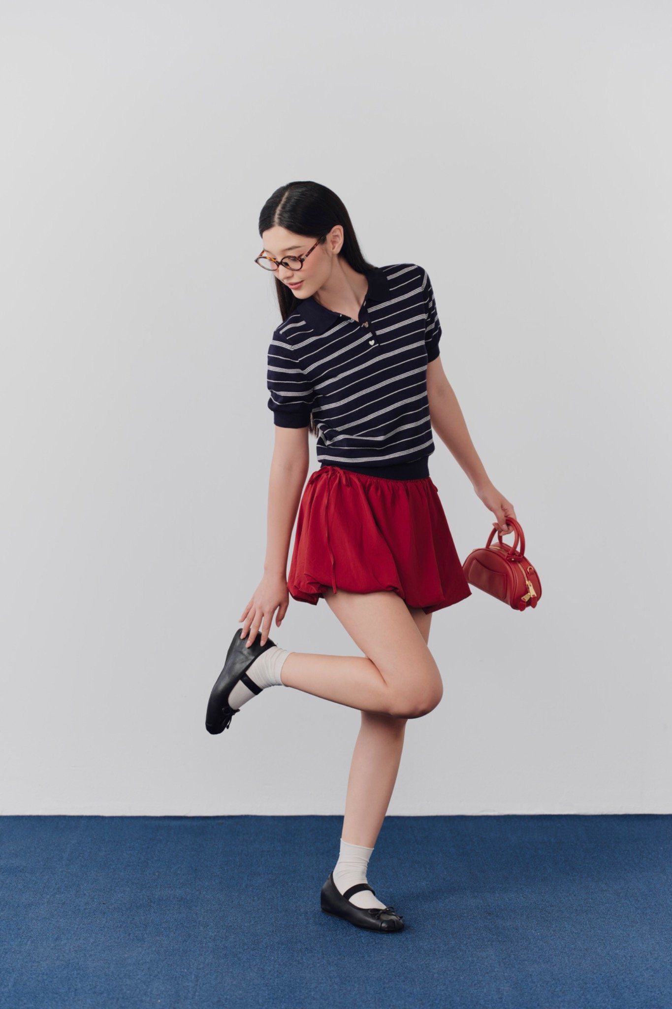 Áo Harin Knit Top in Navy