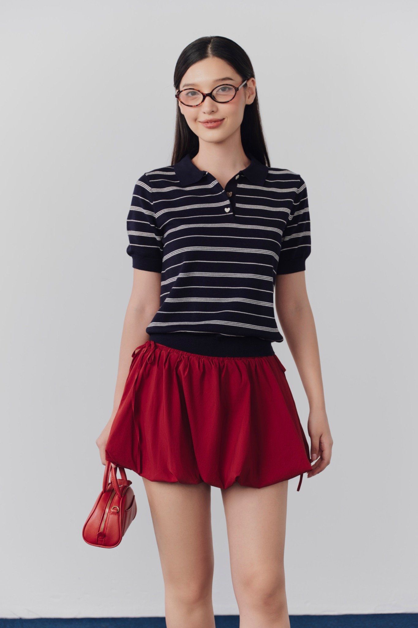 Áo Harin Knit Top in Navy