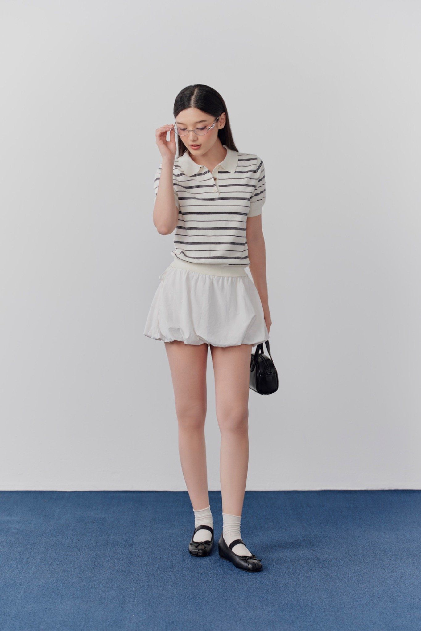 Áo Harin Knit Top in Light Beige
