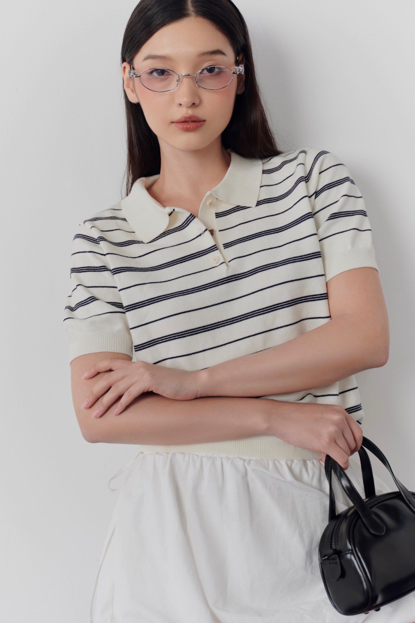 Áo Harin Knit Top in Light Beige