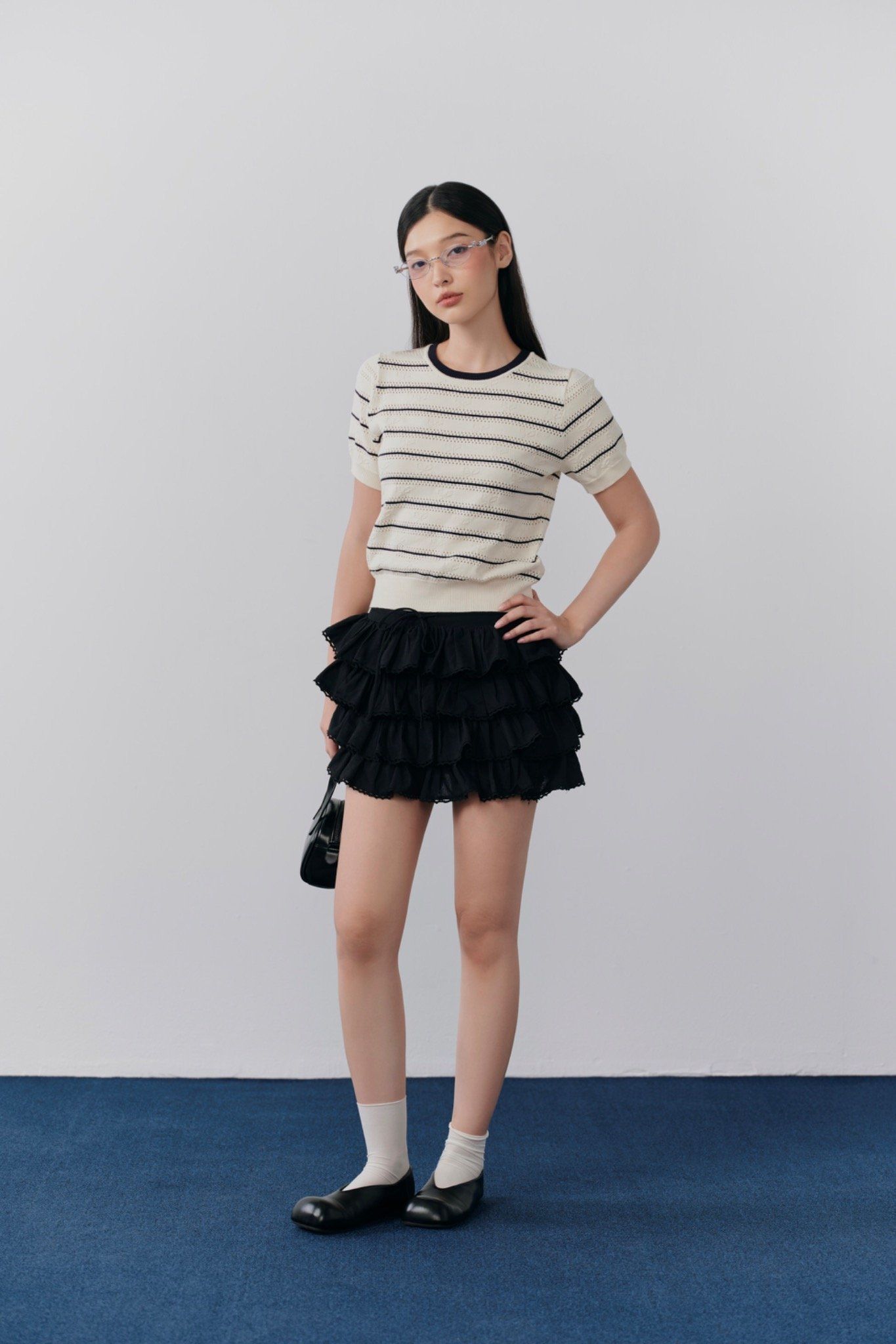 Áo Breeta Navy Striped Top