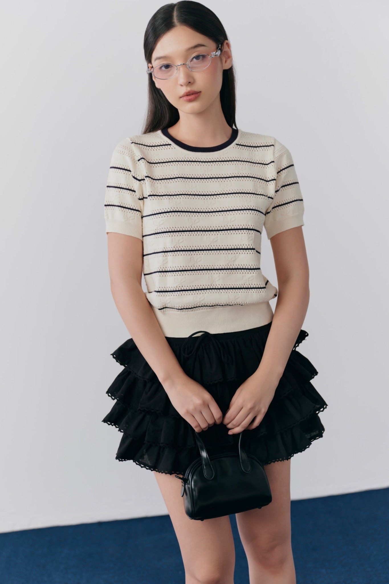 Áo Breeta Navy Striped Top