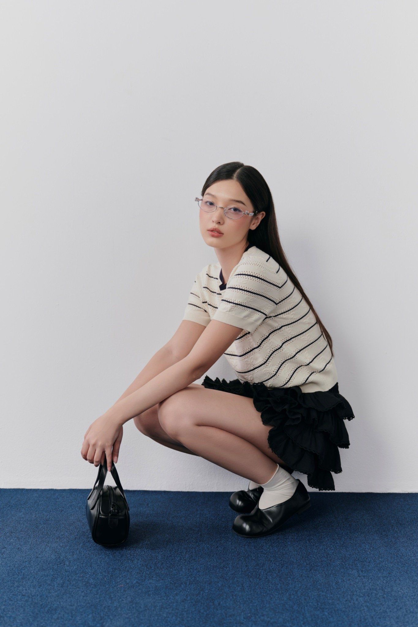 Áo Breeta Navy Striped Top