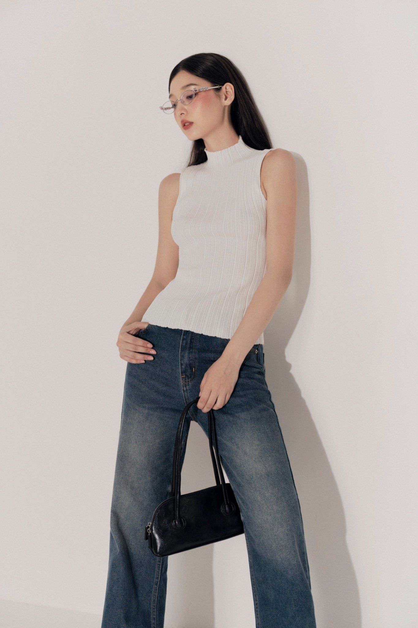 Áo Janece Knit Top in White