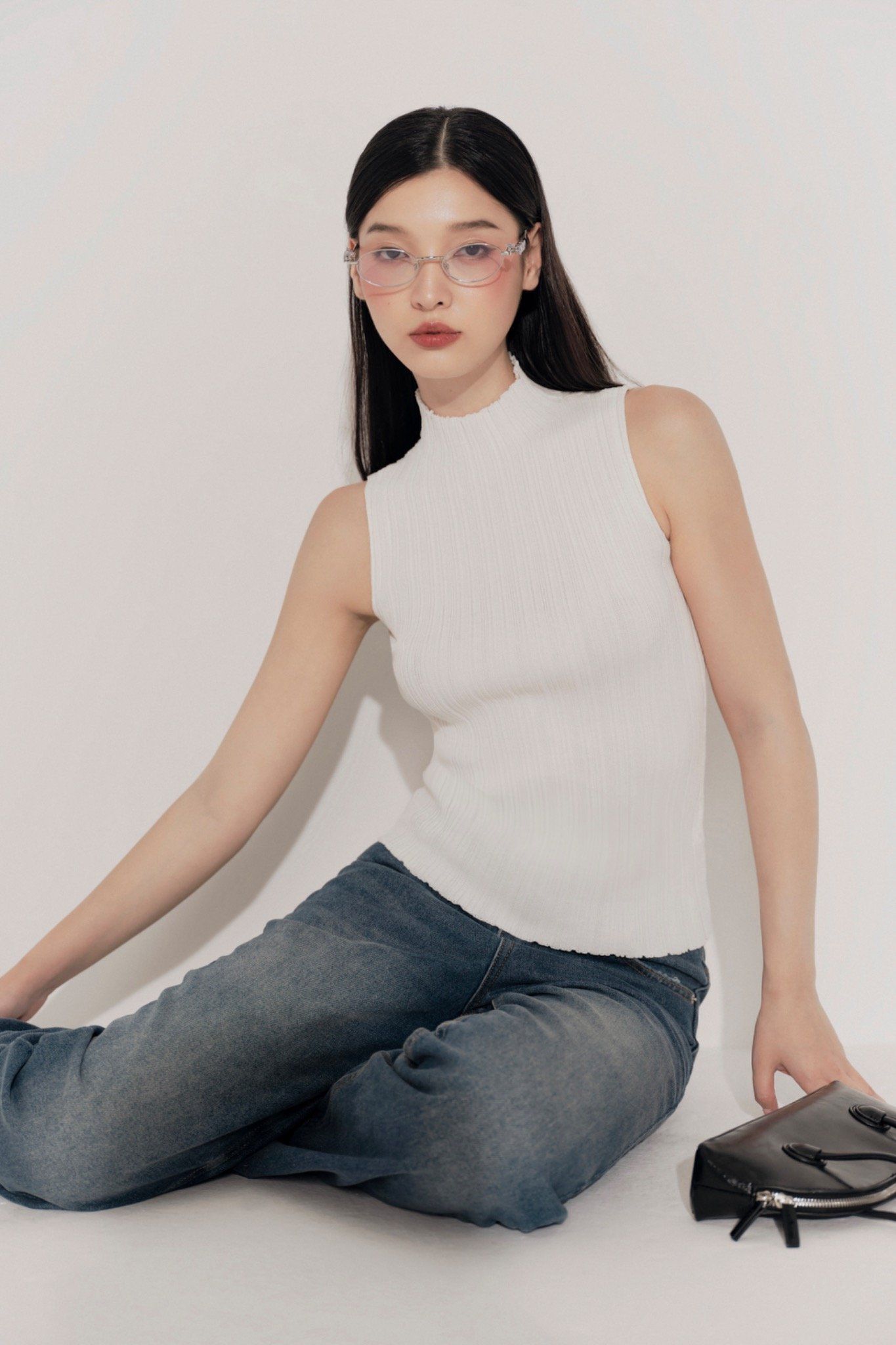 Áo Janece Knit Top in White
