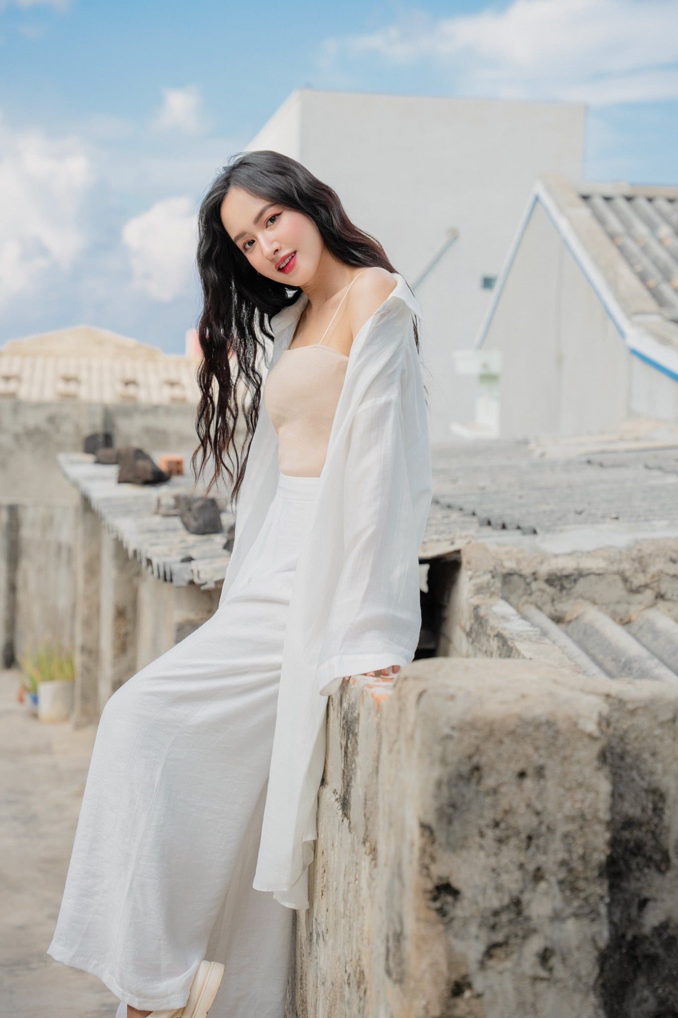 Áo Basic Cami Top in Cream