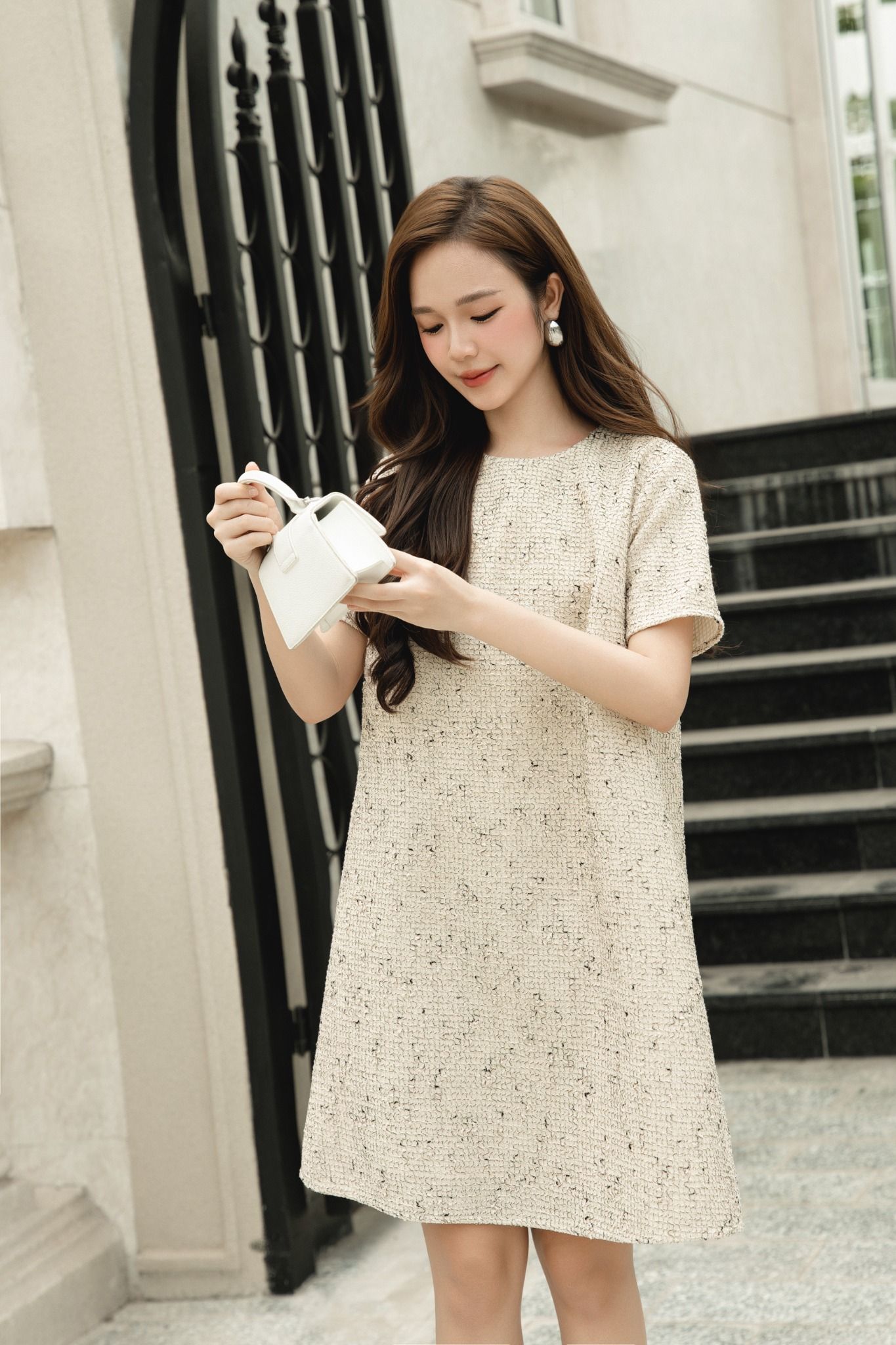Taja Loose Dress in Cream