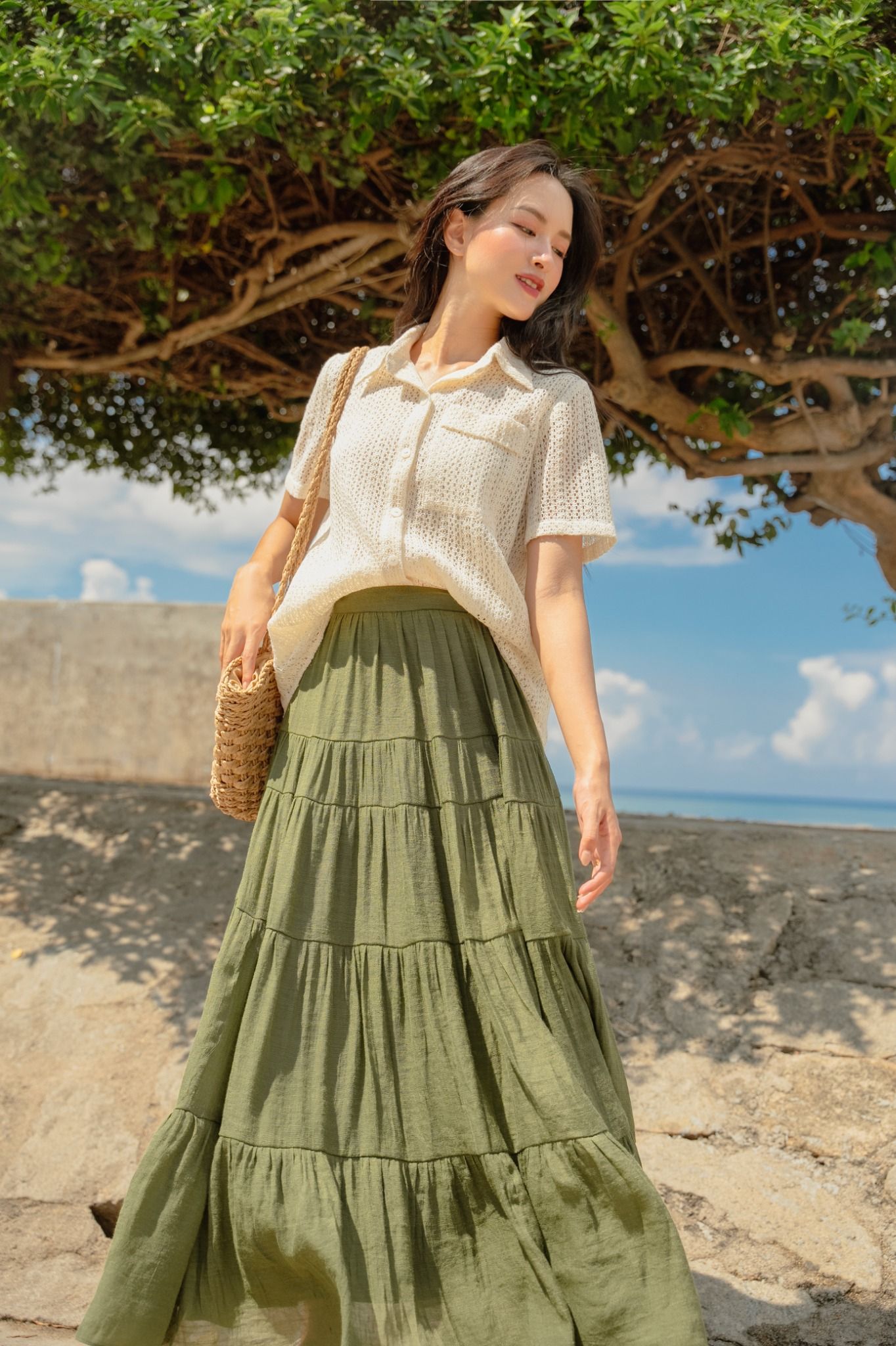 LAMIANN on Instagram Áo trễ vai dây mềm mại Chân váy nhung cam đất Hoa  tai tròn xuyệt tông  lamiann boho bohemian fashion linen   Thank you for