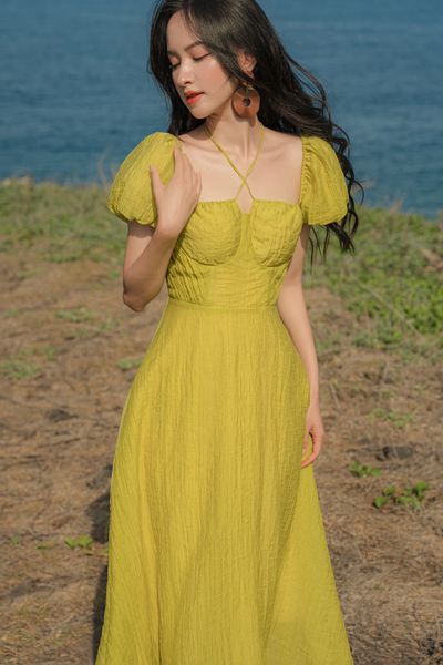  Pale Yellow Maxi Dress 