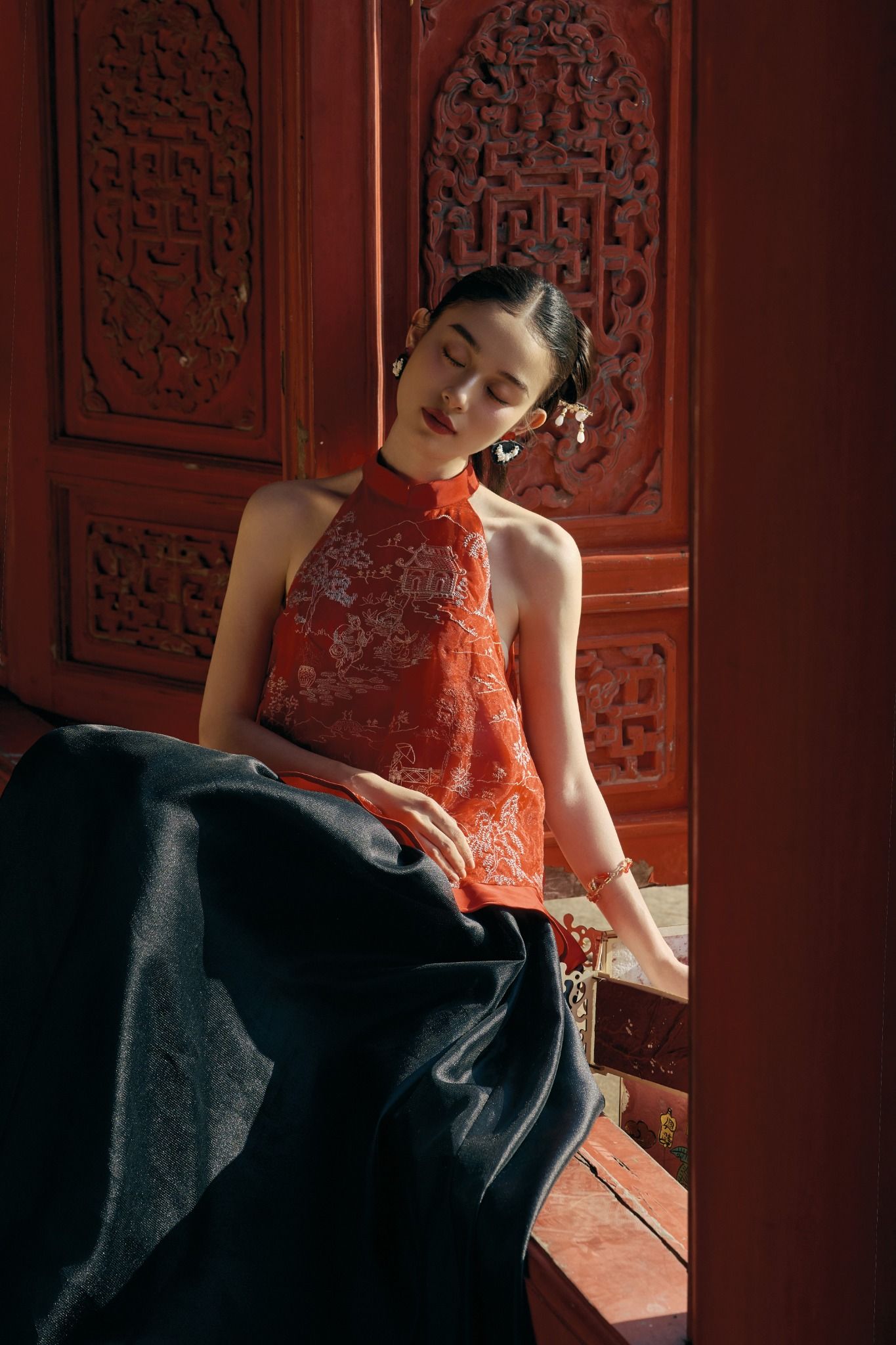 Chân váy Jorie Silk Skirt in Black