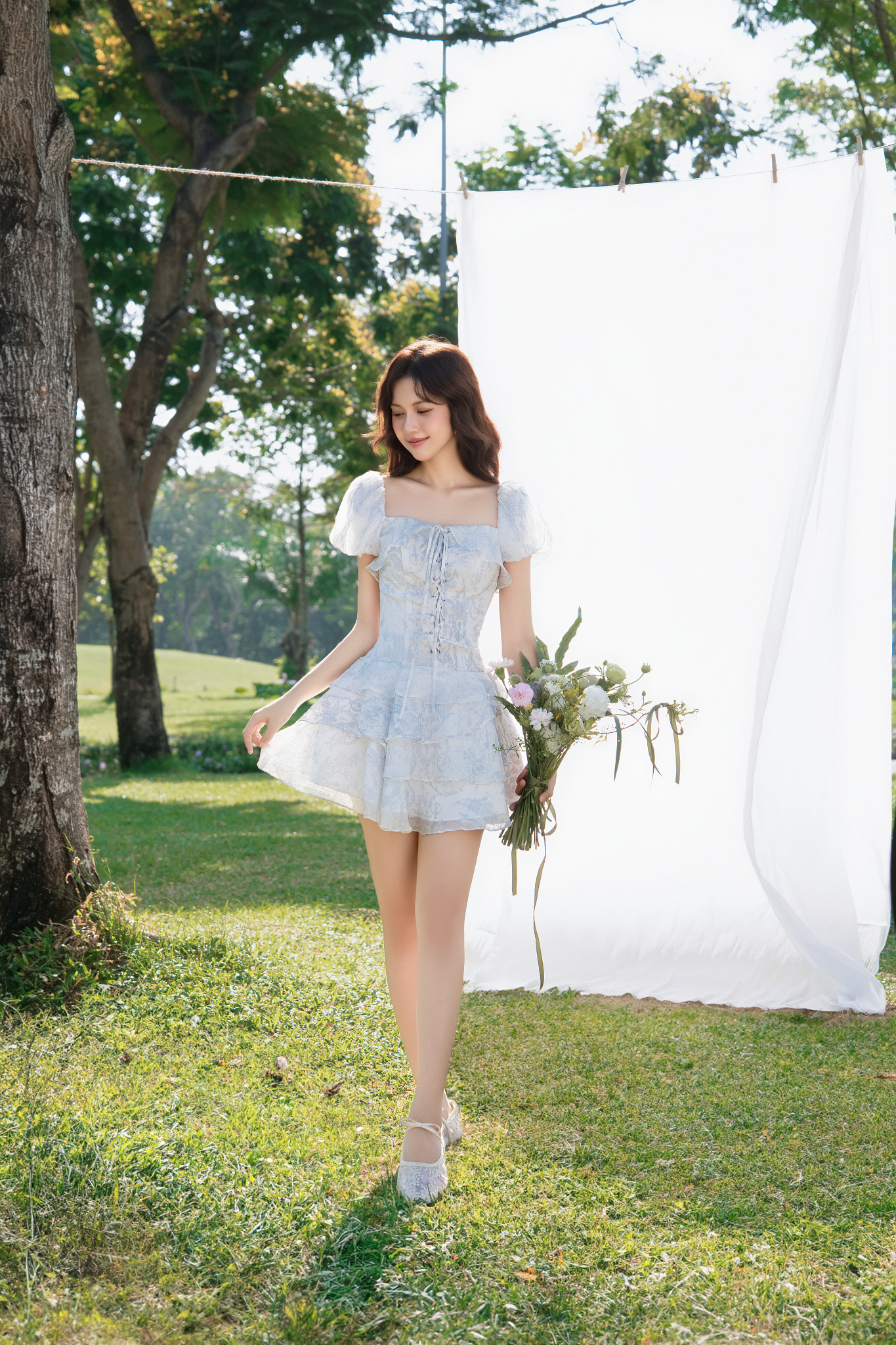 Bristol Fleur Dress in Blue