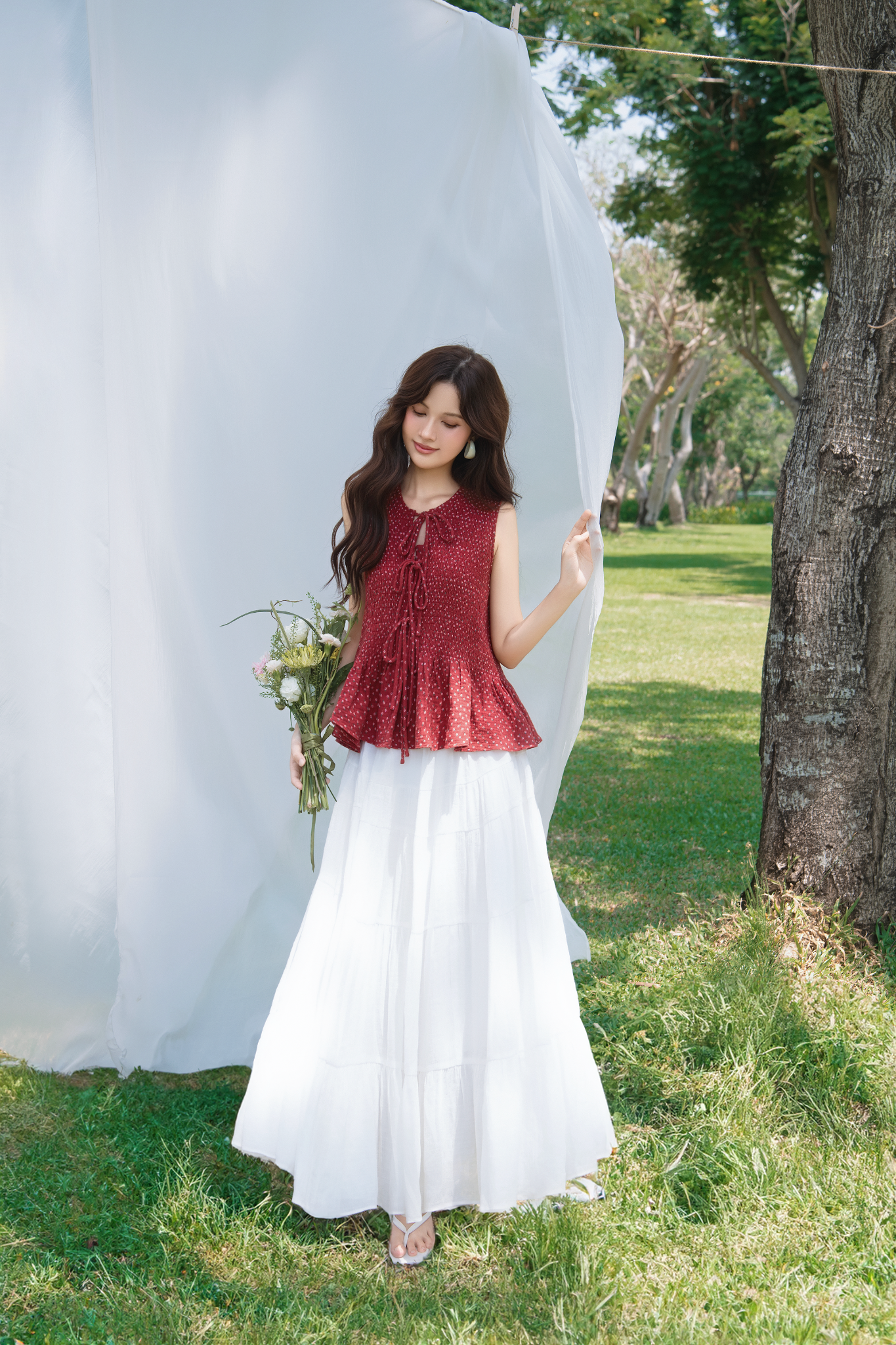 Áo Floralie Fleur Top in Red