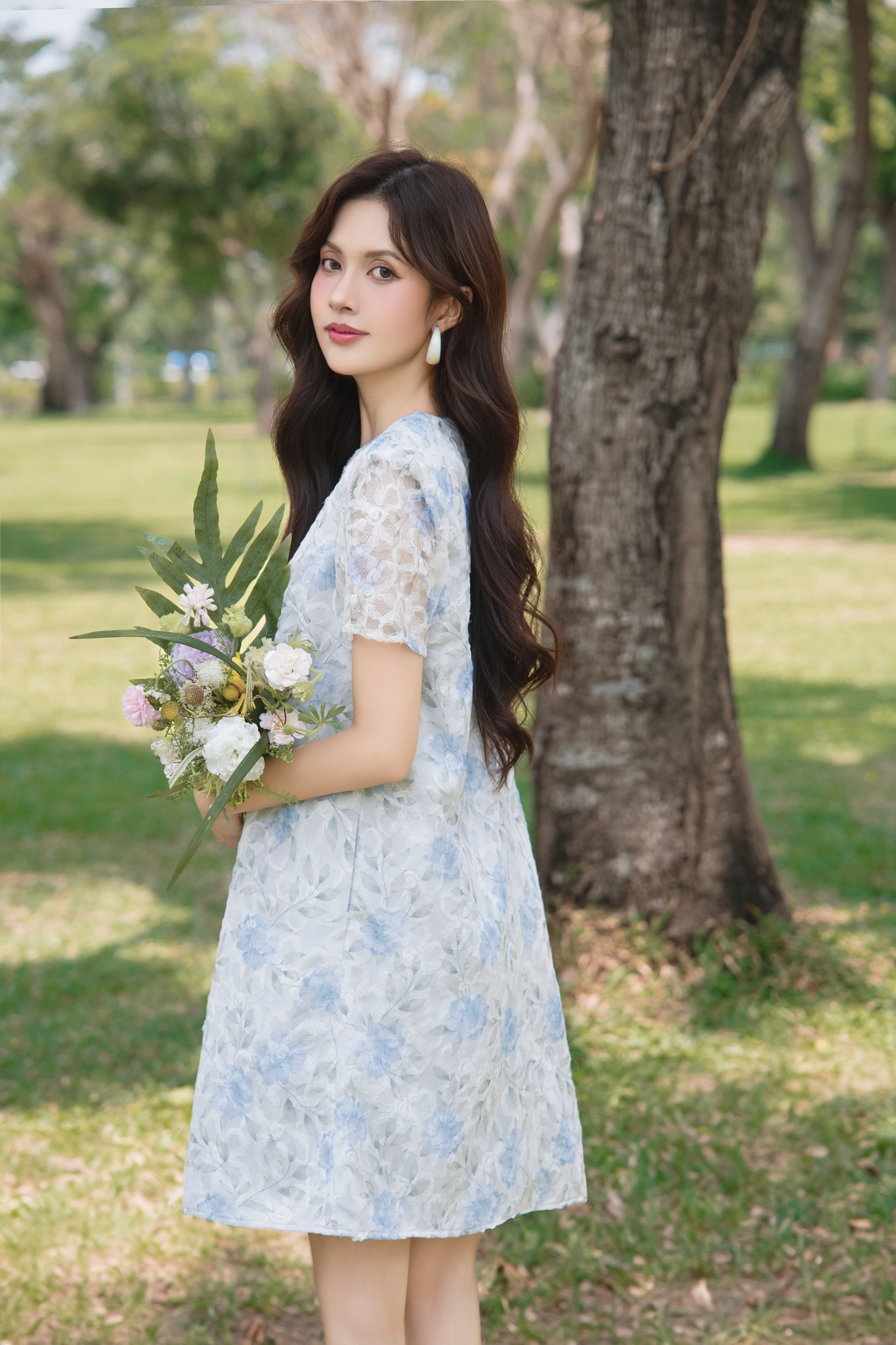 Taja Fleur Dress in Blue