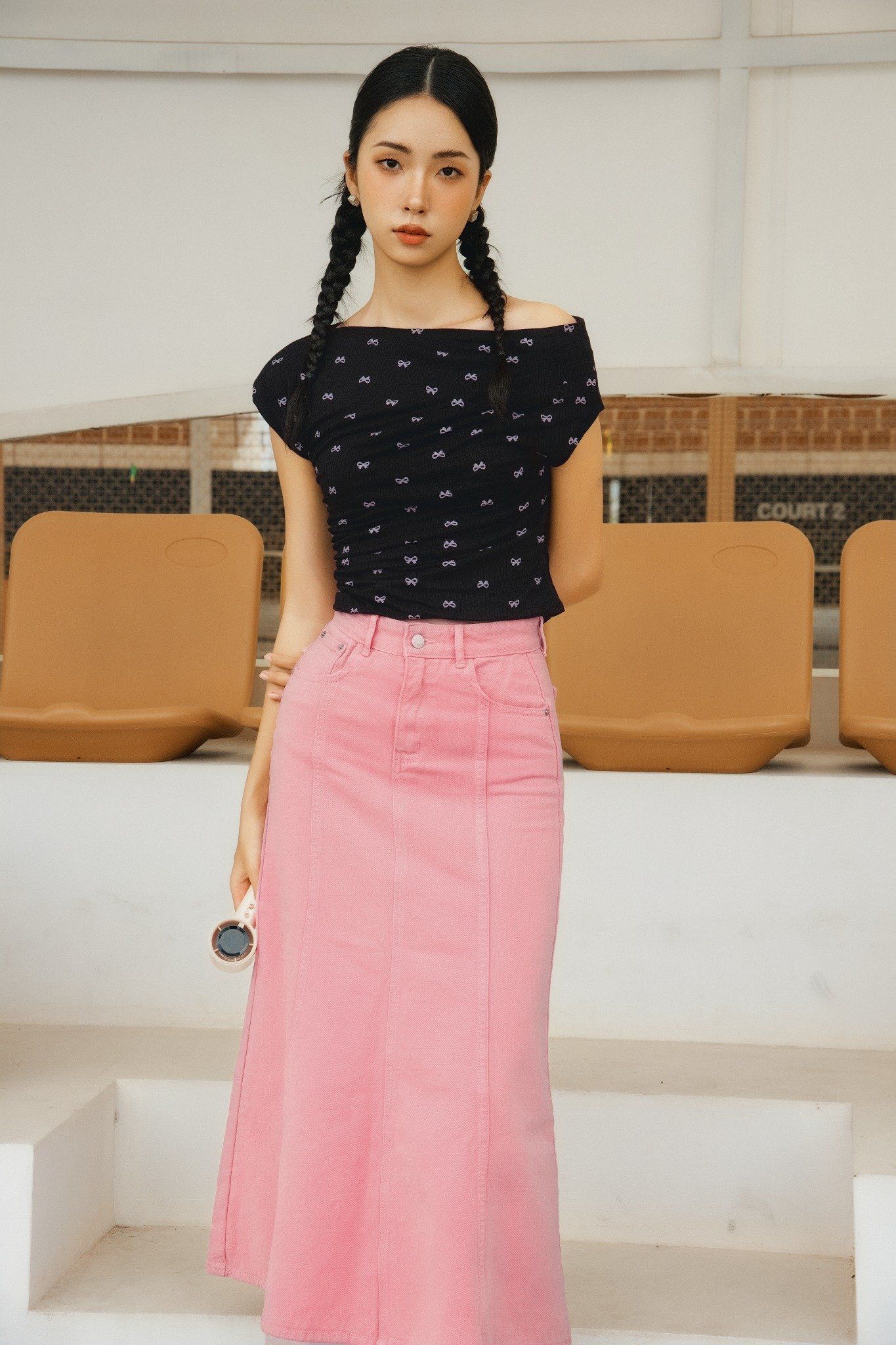 Chân Váy Viviene Denim Skirt in Pink