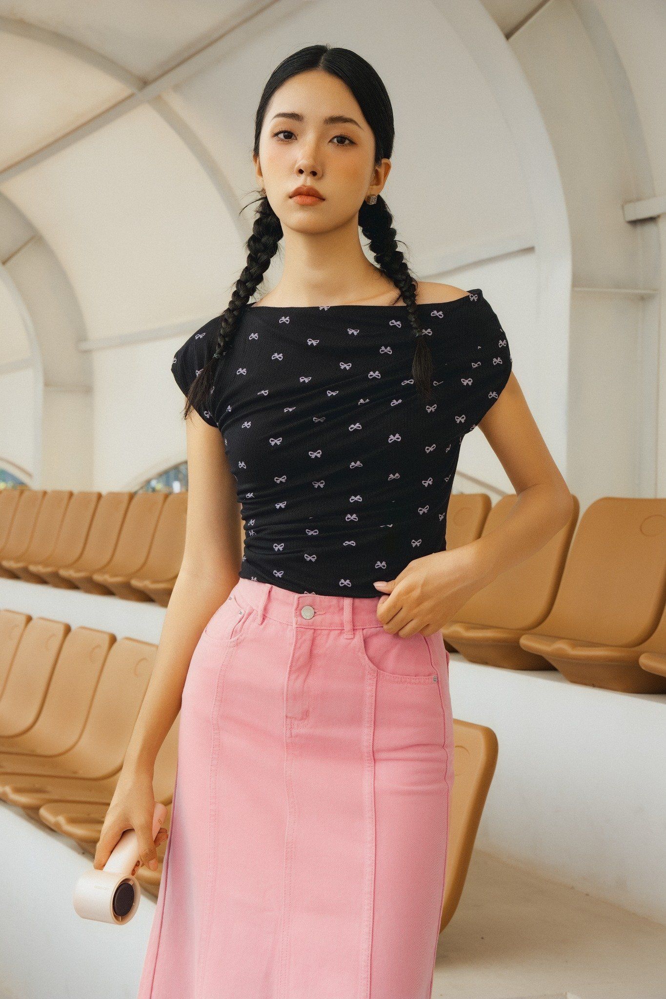 Chân Váy Viviene Denim Skirt in Pink