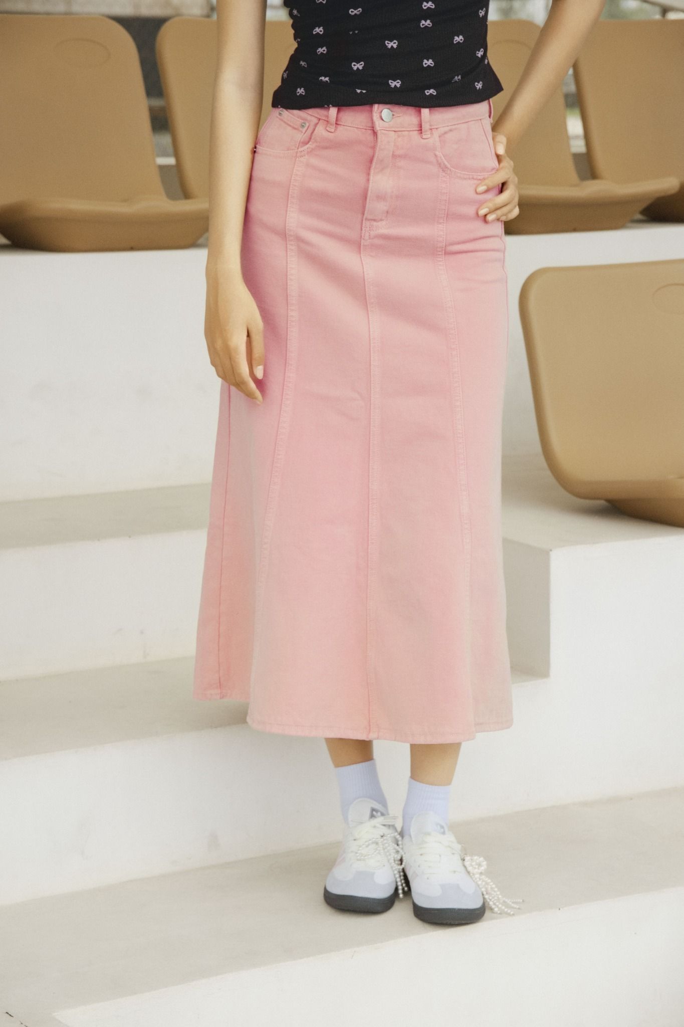 Chân Váy Viviene Denim Skirt in Pink