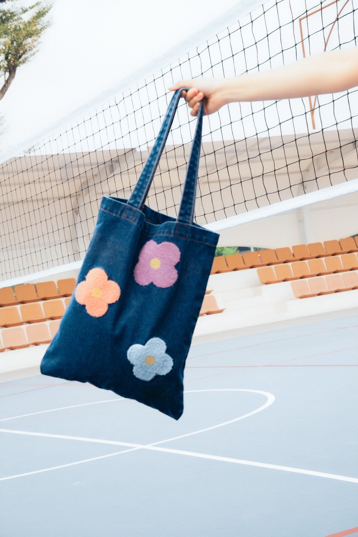 Túi Denim Flowers Tote Bag