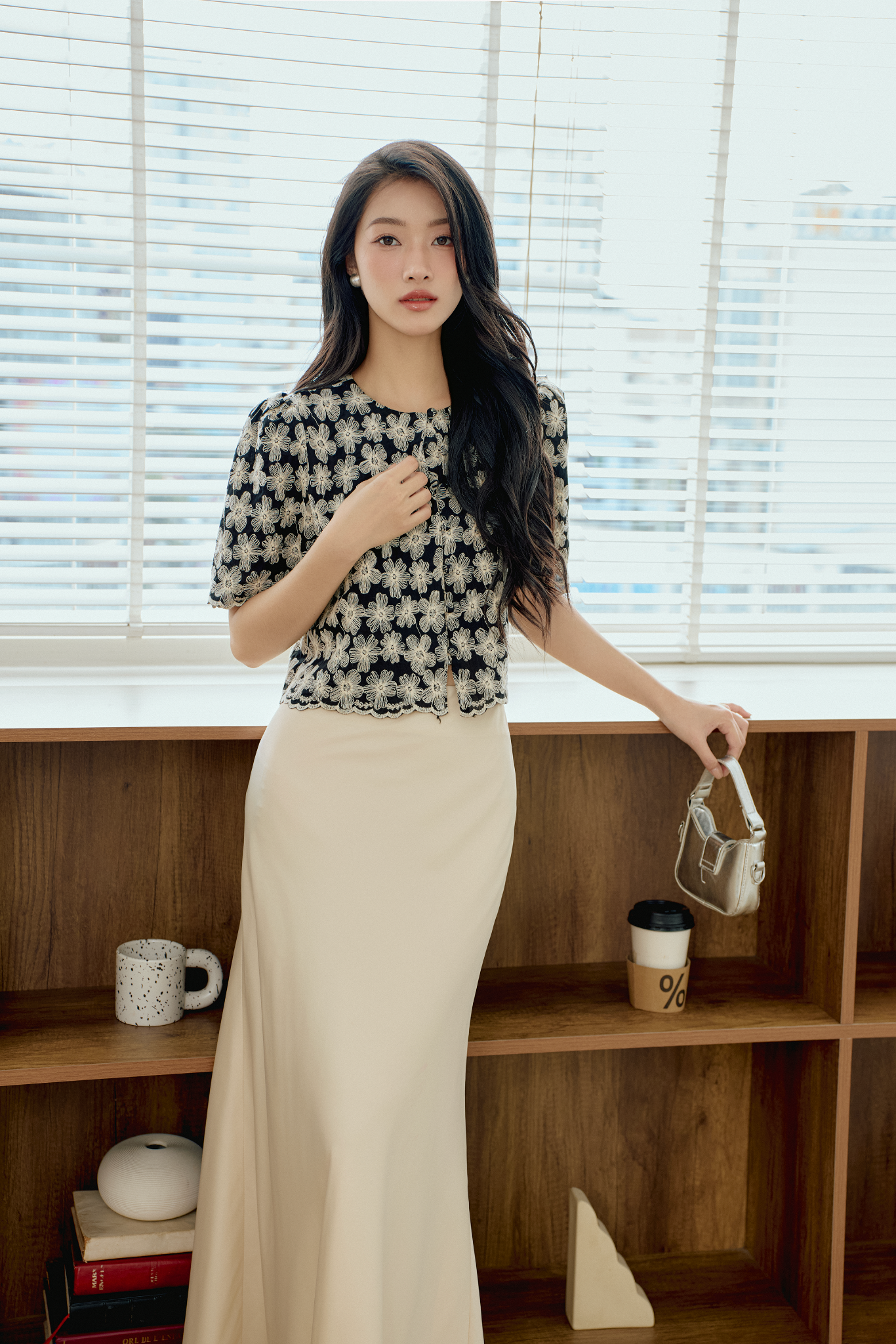Chân váy Pina Silk Skirt in Cream