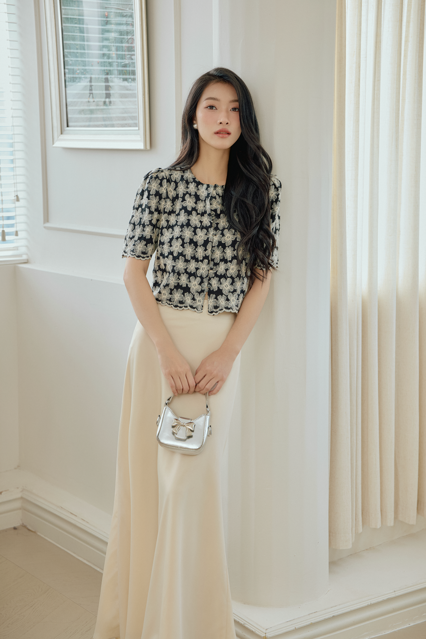 Chân váy Pina Silk Skirt in Cream