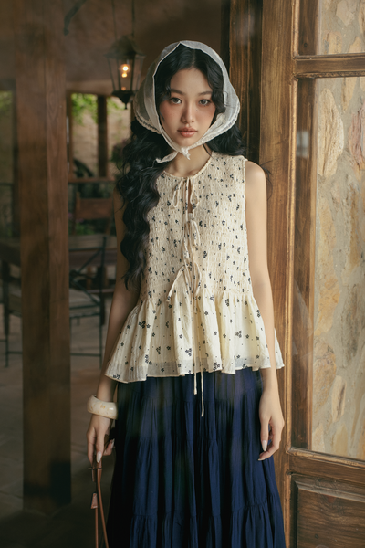 Áo Floralie Fleur Top in Cream