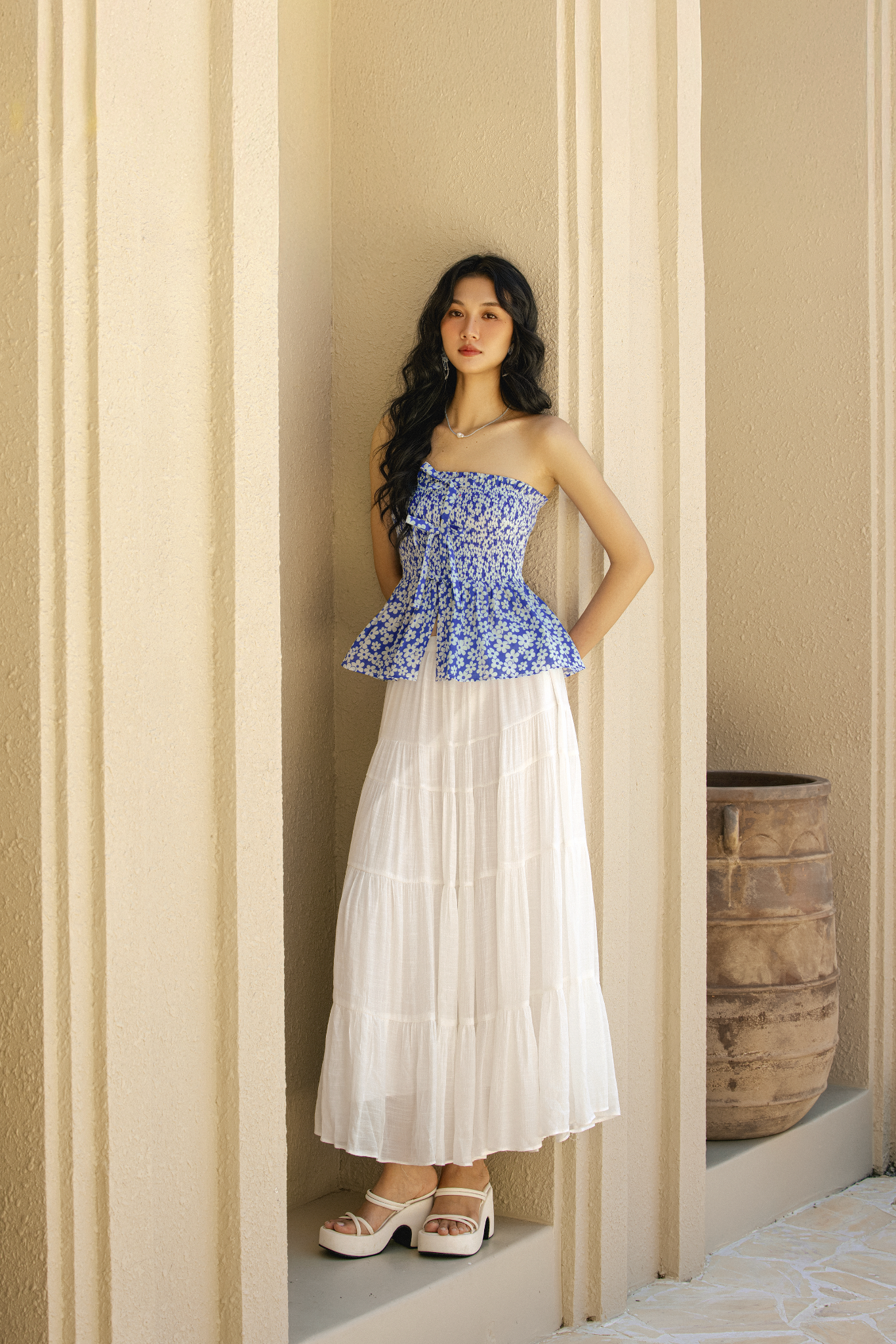 Áo Calloway Fleur Top in Blue