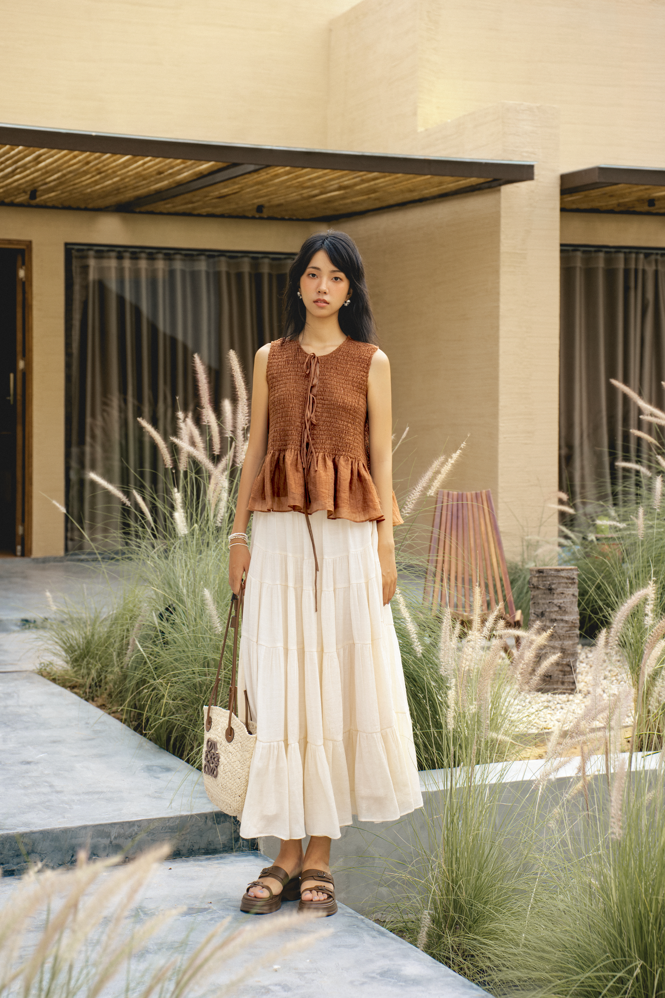 Áo Floralie Top in Brown