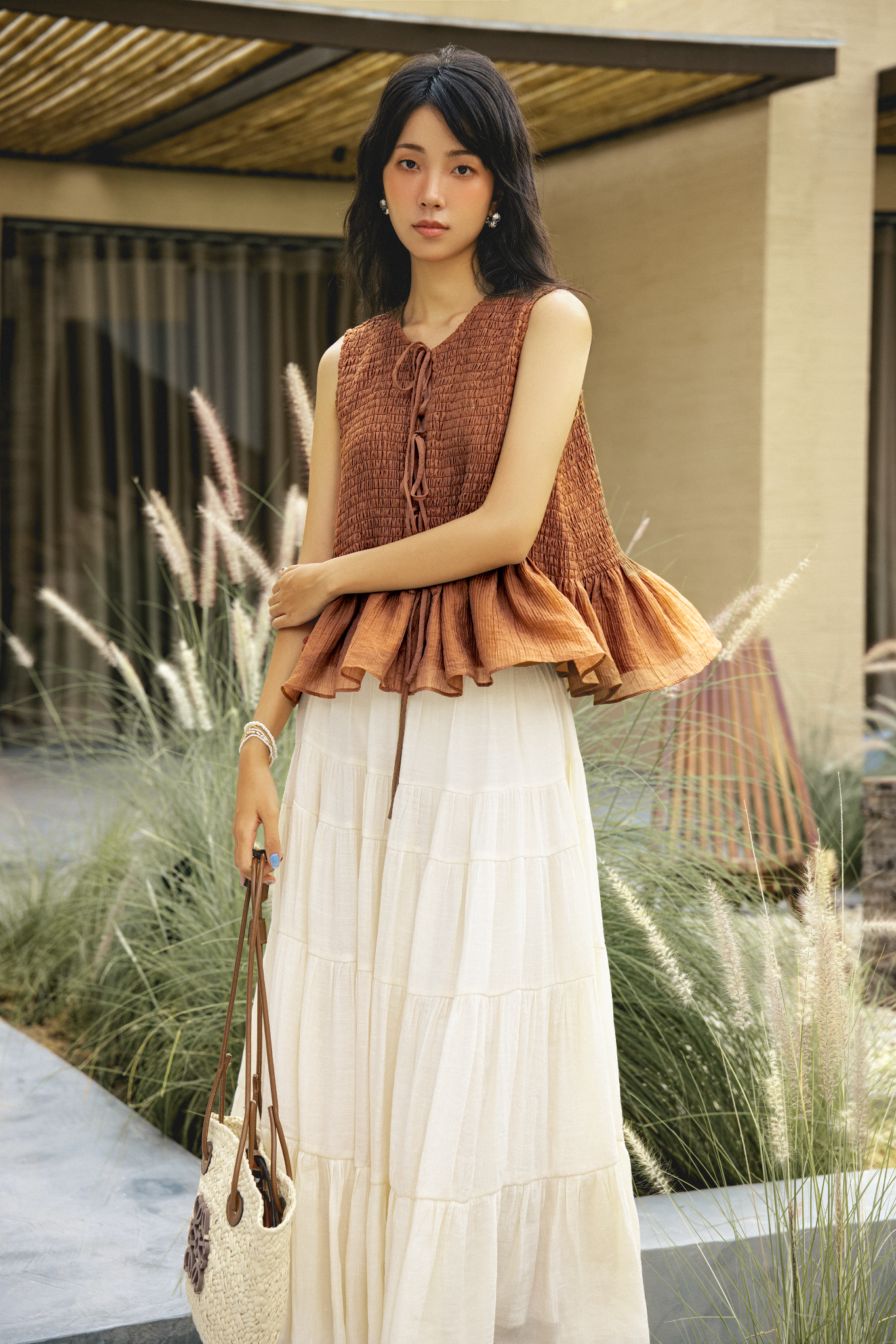 Áo Floralie Top in Brown