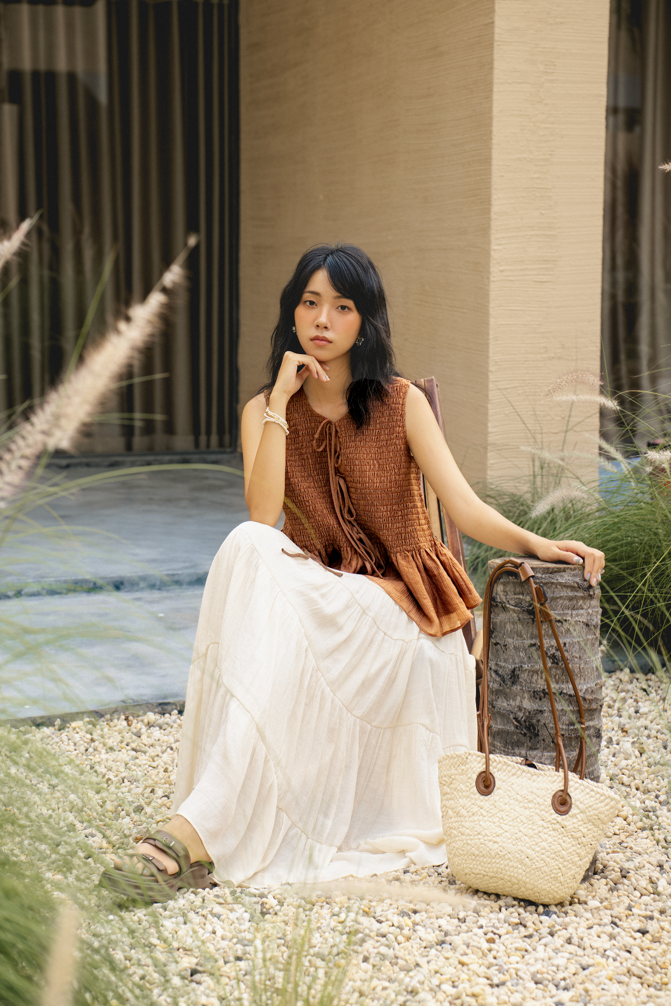 Áo Floralie Top in Brown