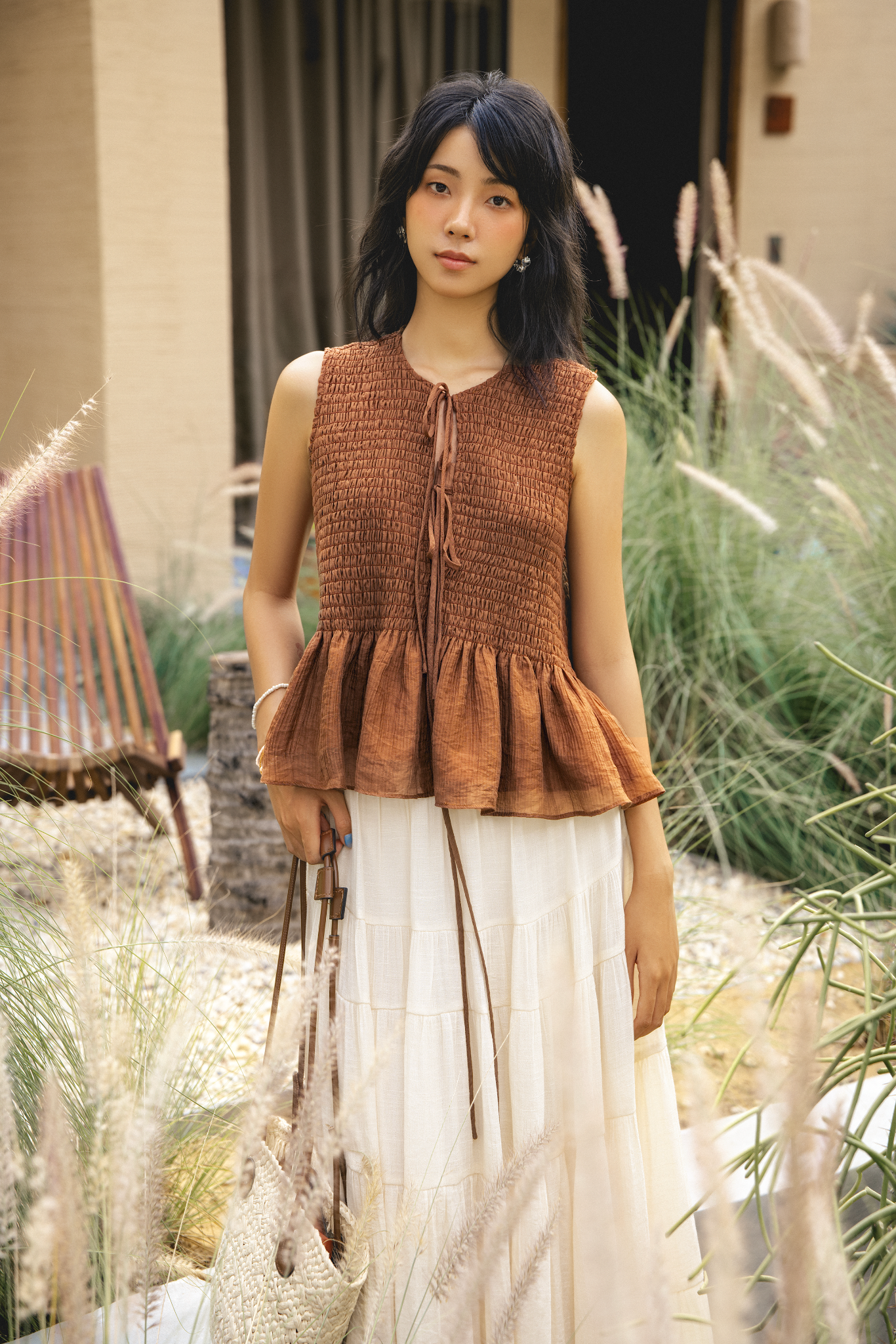 Áo Floralie Top in Brown
