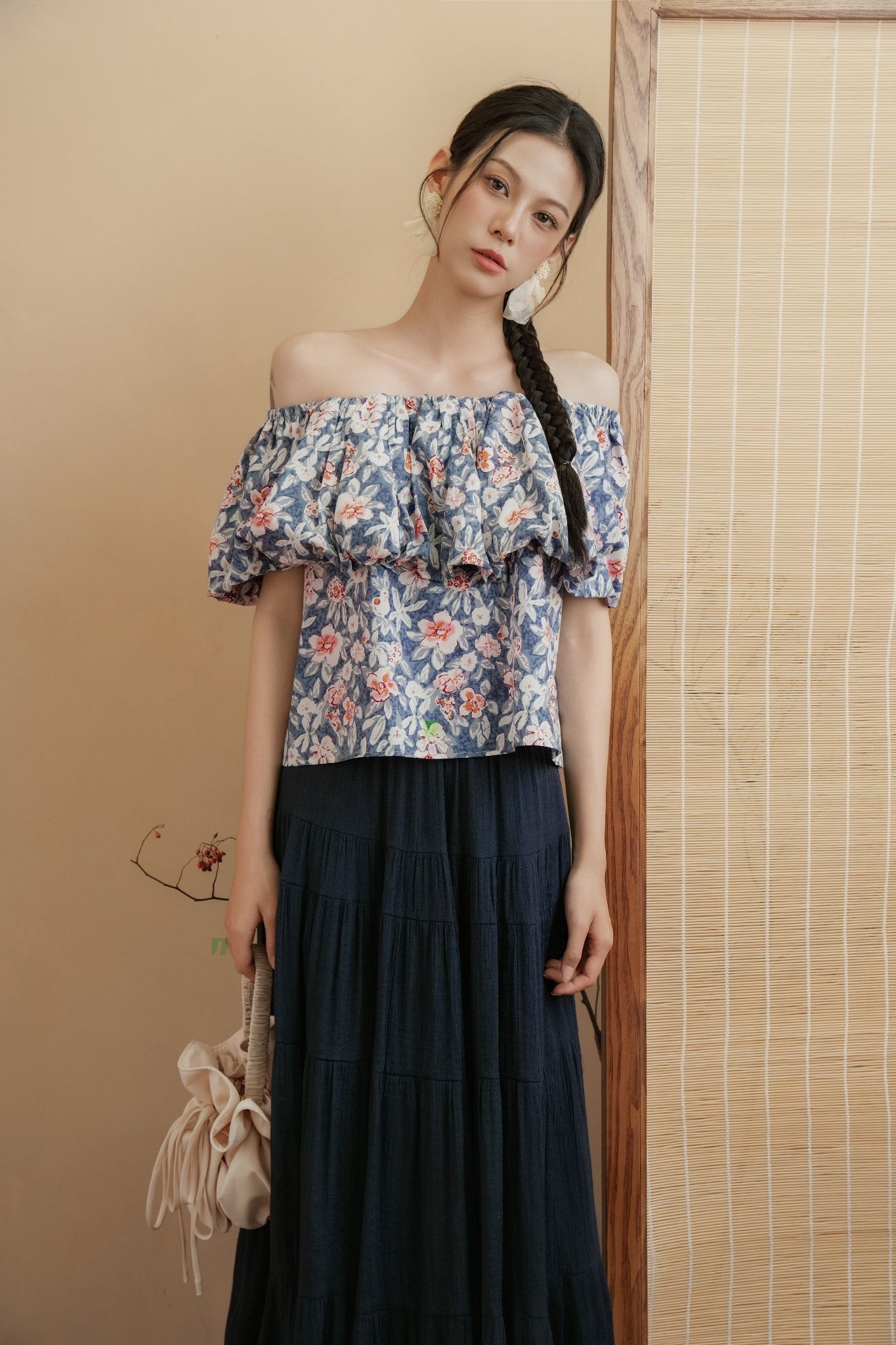 Áo Hansel Floral Top in Blue
