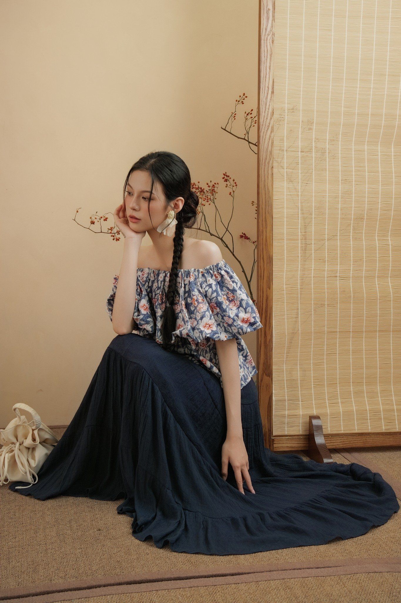 Áo Hansel Floral Top in Blue