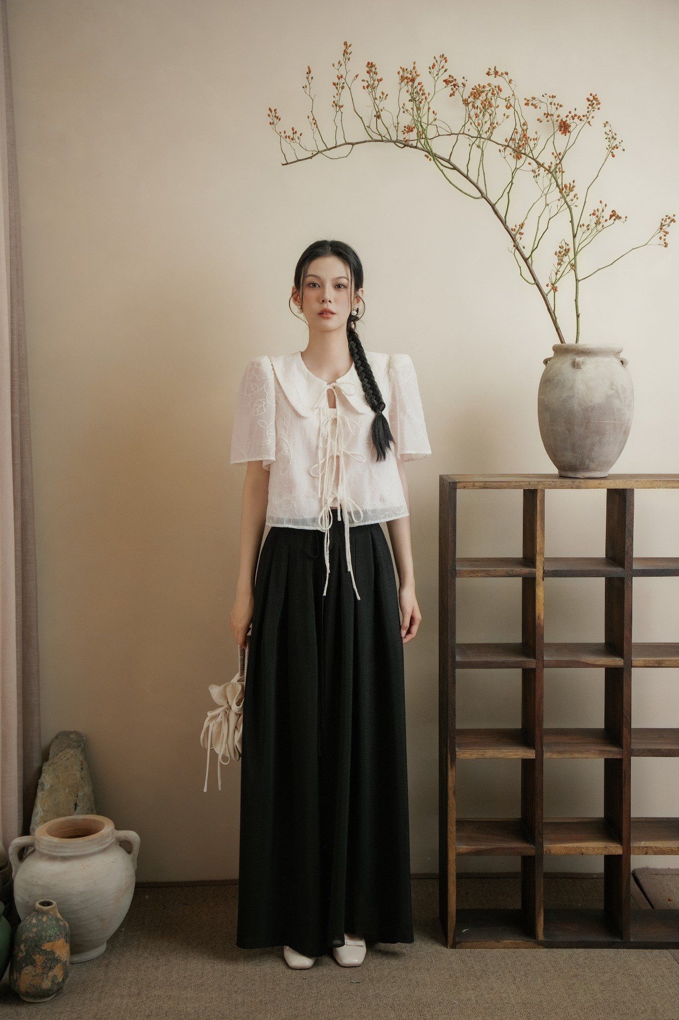 Áo Galene Fleur Top in Cream