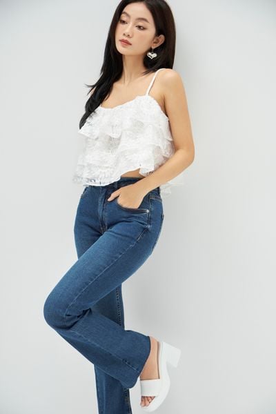  Quần Split Hem Flare Jeans 