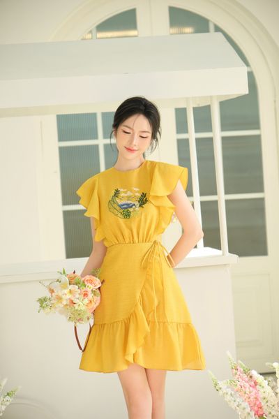  Fiona Ruffle Embro Dress 