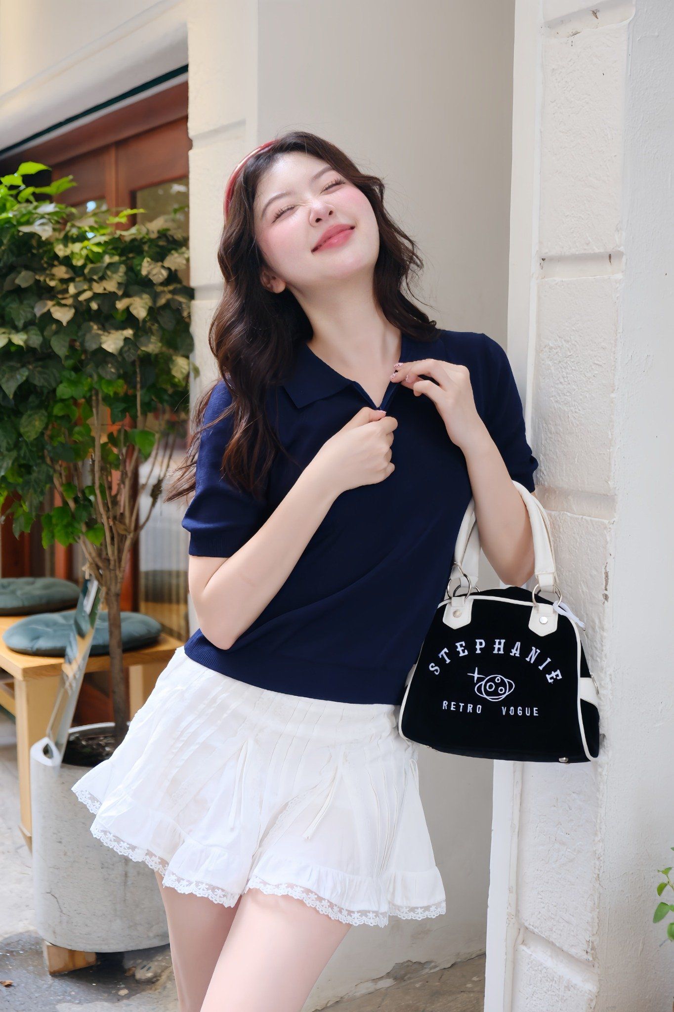 Áo Calla Top in Navy