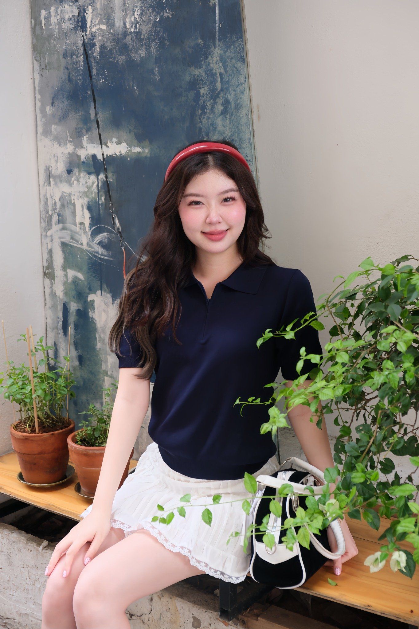 Áo Calla Top in Navy