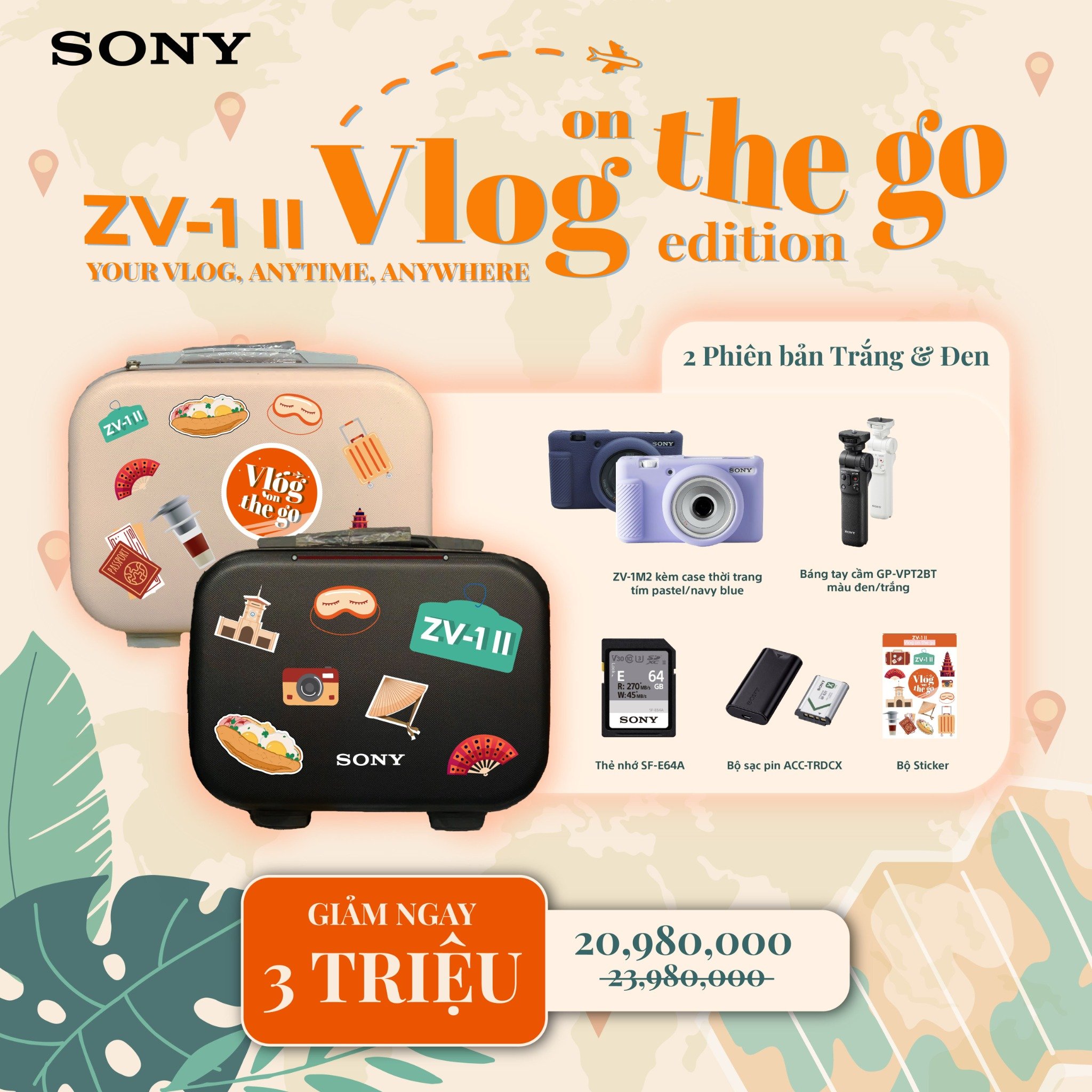 Bộ sản phẩm Máy ảnh Sony ZV-1 II (Vlog on Go Edition)