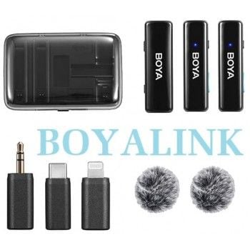 Microphone Boya Link ( 2 TX + 1RX) 3 in 1 cho điện thoại / máy ảnh