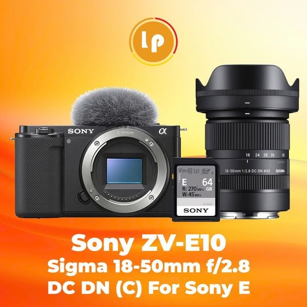 Máy ảnh Sony ZV-E10 + Sigma 18-50 F2.8 (New)