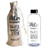 Bình nước detox 1000ml, bình nước thể thao, bình nước nhựa trong suốt 1 lít có túi dây rút đẹp kèm theo