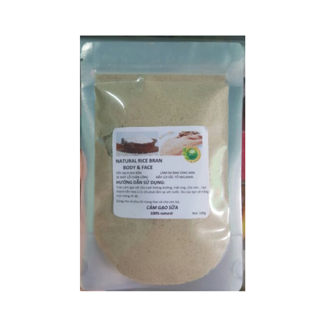 Bột cám gạo sữa nguyên chất làm mặt nạ dưỡng da, tẩy da chết mặt, tắm dưỡng trắng body 100g