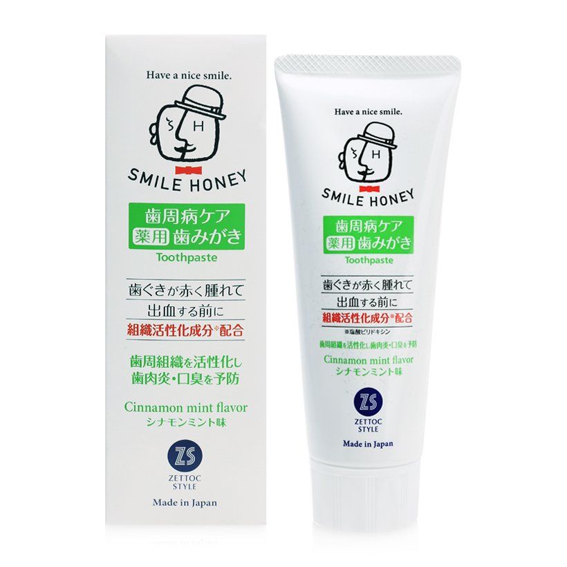 Kem đánh răng vị quế bạc hà Zettoc Smile Honey Cinnamon Mint Flavor 120g Nippon Zettoc