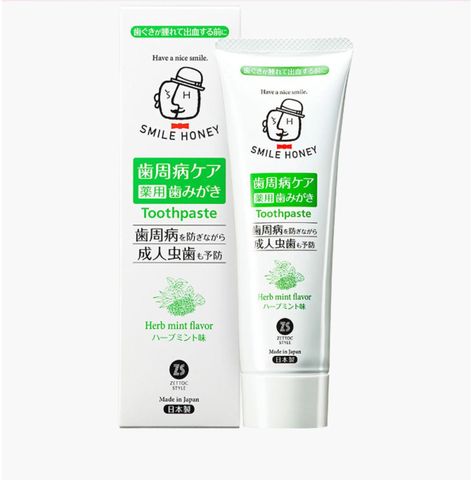 Kem đánh răng hương bạc hà thảo mộc Zettoc Smile Honey Herb Mint Flavor 120g Nippon Zettoc