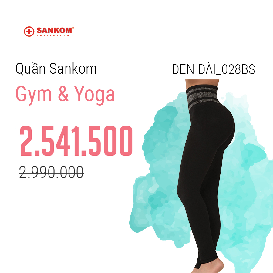 quần dài tập yoga, quần dài tập GYM Sankom Thụy Sỹ màu đen
