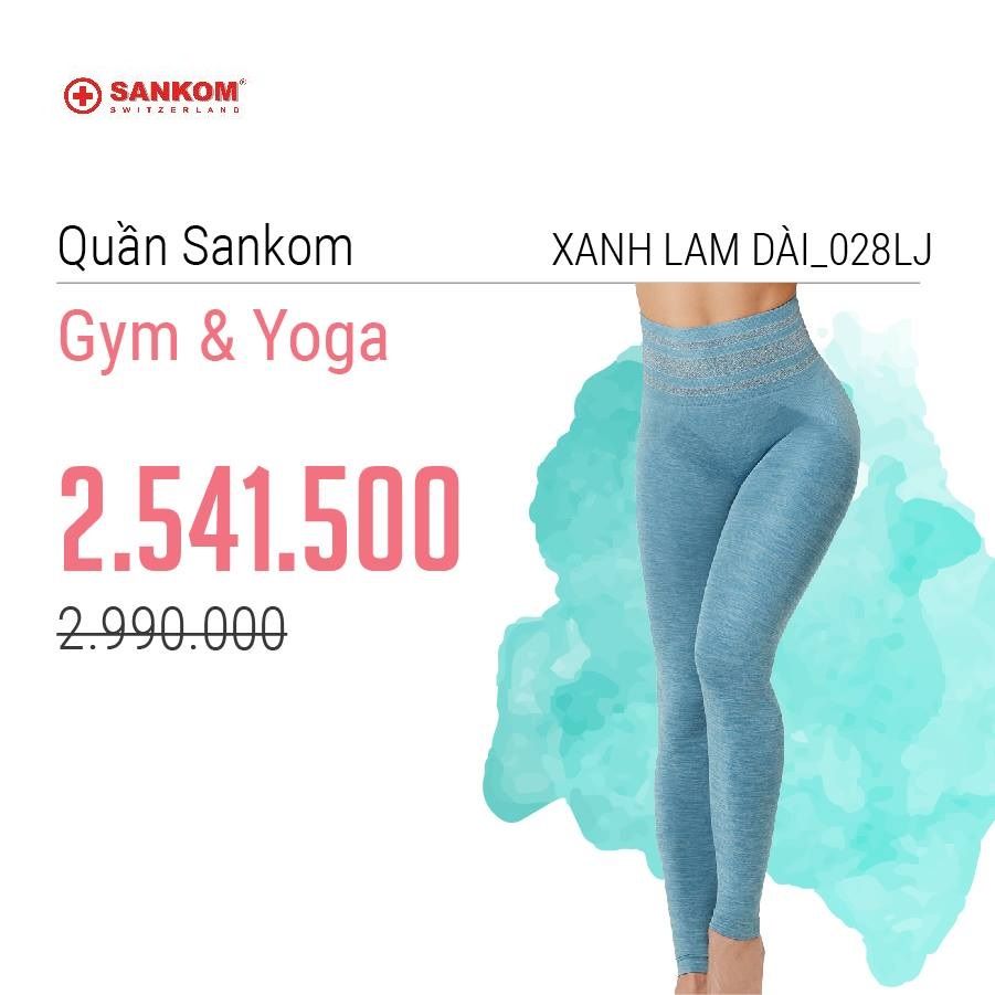 quần dài tập yoga, quần dài tập GYM Sankom Thụy Sỹ màu xanh