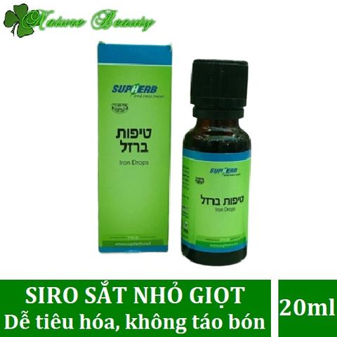 Siro sắt dễ tiêu hóa, không táo bón, nhỏ giọt Do Thái SupHerb Iron Drops For Kids & Adults 20ml