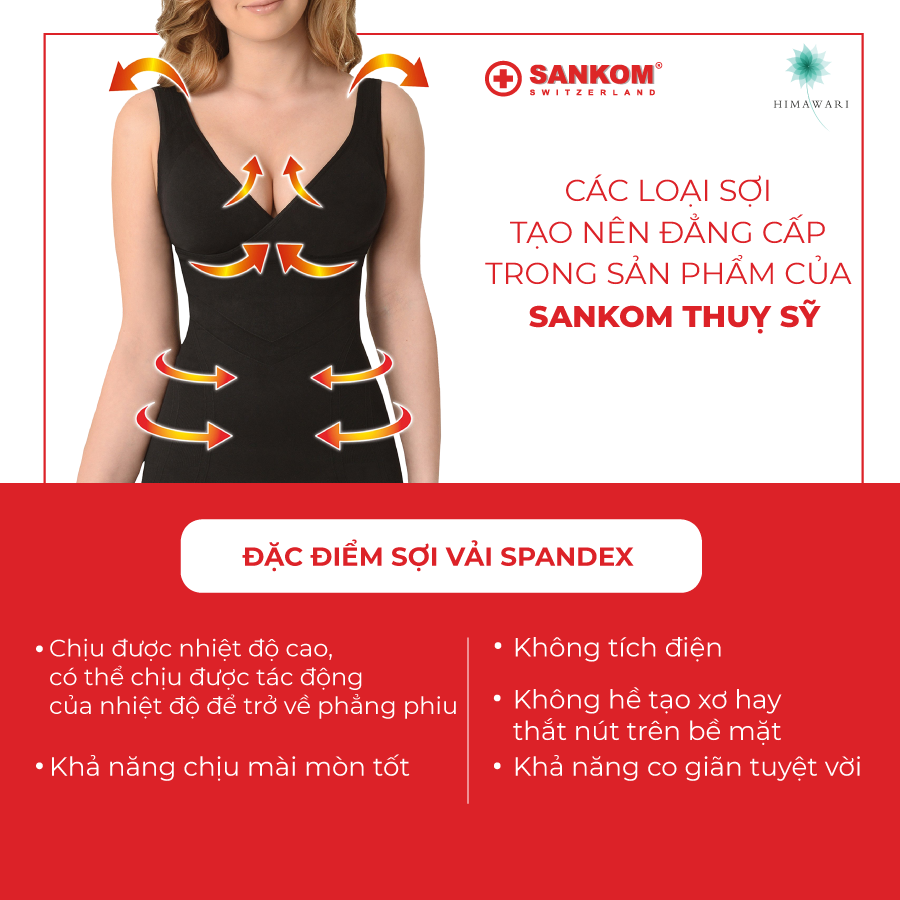 áo gen định hình Sankom Thụy Sỹ sợi spandex