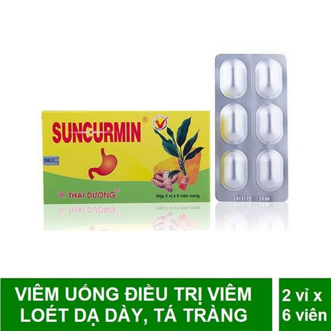 Viên uống Suncurmin giảm viêm loét dạ dày, tá tràng, ợ hơi, ợ chua hộp12 viên
