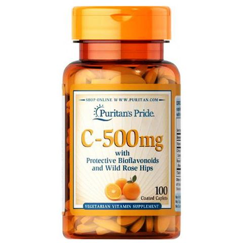 Viên uống bổ sung Vitamin C 500mg Bioflavonoids & Rose Hips Puritan’s Pride 100 viên